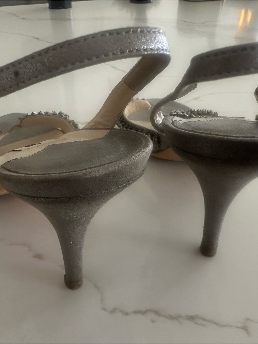 Jimmy Choo Metallic Silver Slingback Heels - Picture 9 of 13